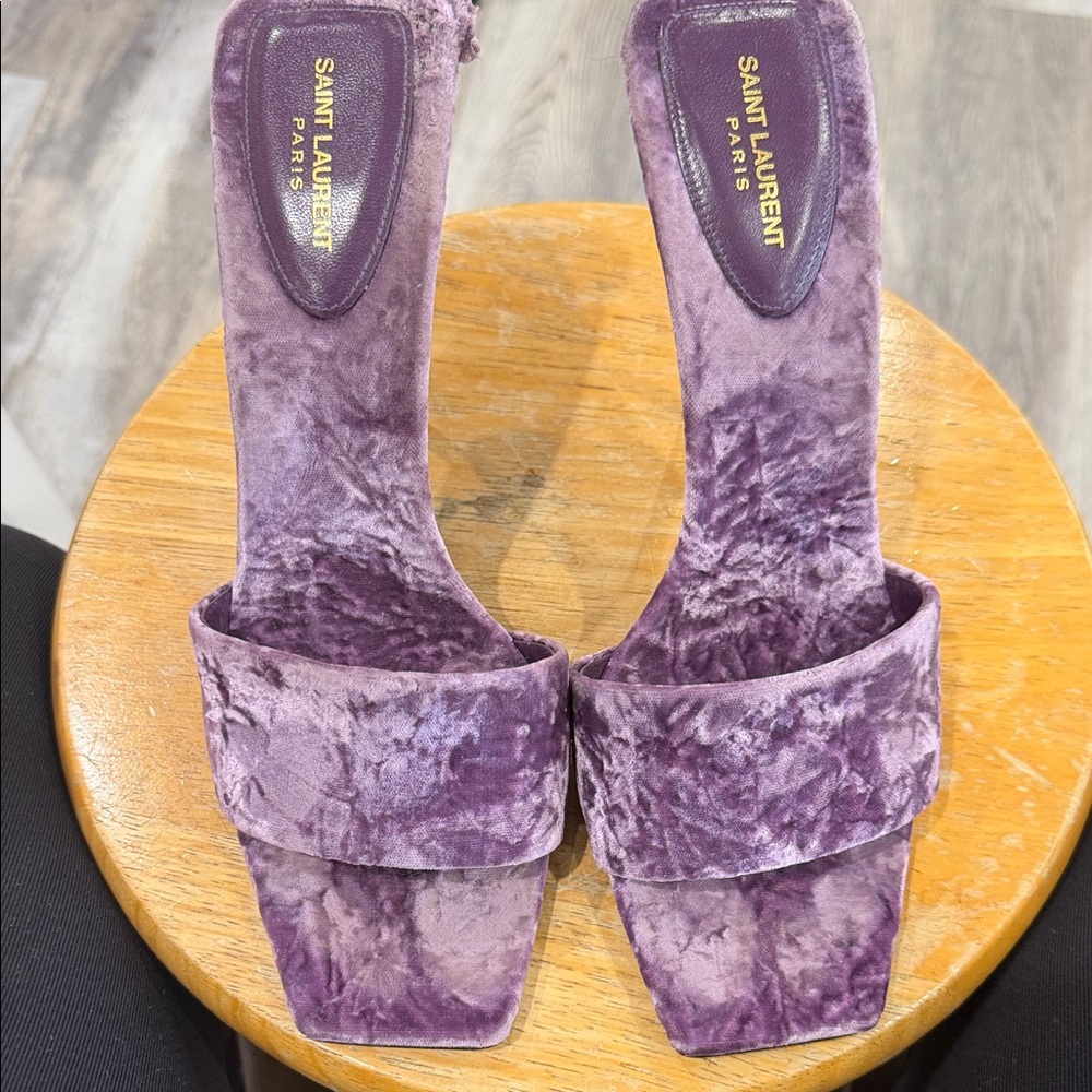 Saint Laurent Luxurious Purple Velvet Heels